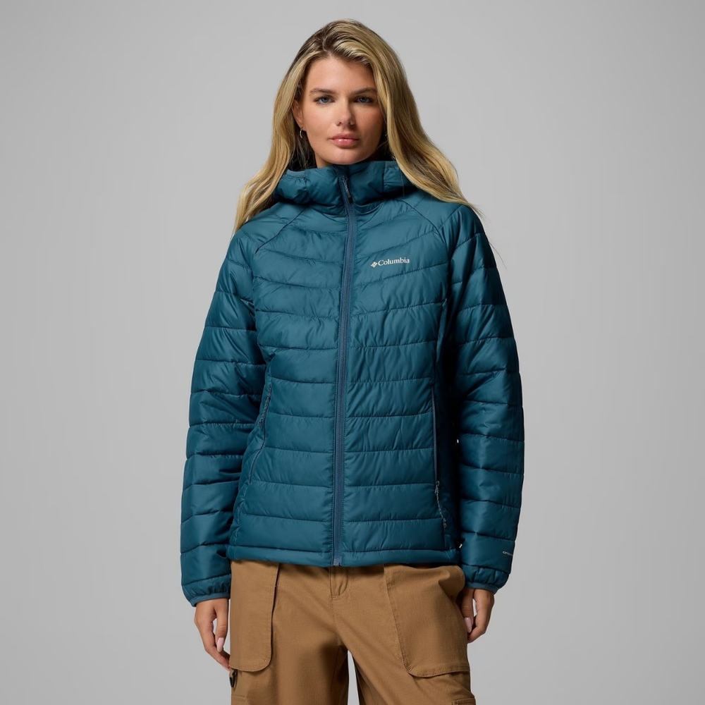 Columbia Women's Teal Hooded Puffer Jacket - Women's Powder Lite™ Hooded Jacket - Picture 12 of 13